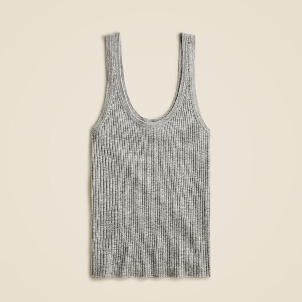 J. Crew Gray Ribbed Featherweight Cashmere Sweater Tank